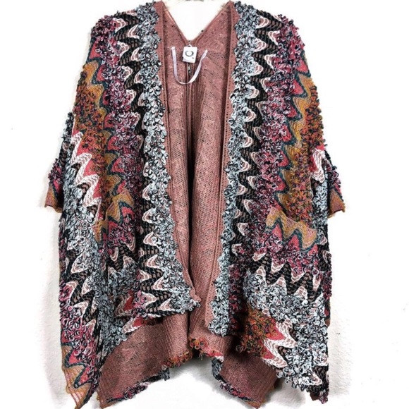 Anthropologie Akemi + Kin Alva Chevron Metallic Kimono Cardigan - Picture 3 of 9